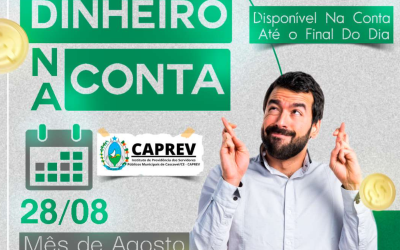 Atenção, servidor aposentado e pensionista! Informamos que o salário referente a Agosto/2023 já está disponível em sua conta.